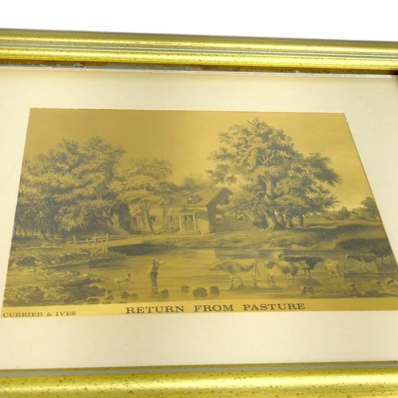 Currier and Ives England Winter in the Country 1974 Vintage Lithograph Foil Prin - Picture 5 of 5